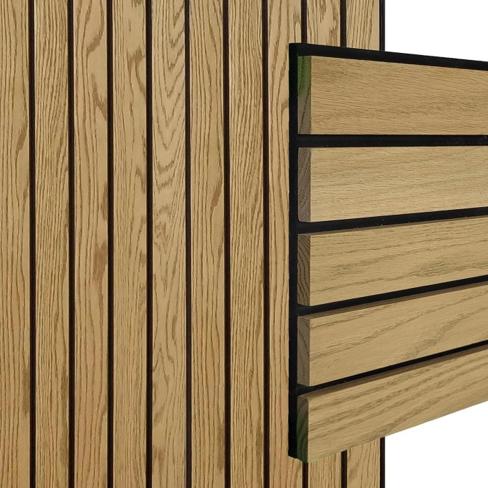 Decorative wood slats on wall